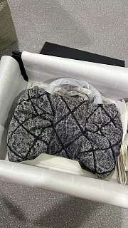 Fortok Chanel Washed Denim Quilted Bow Bag Black 18*26*5cm - 2