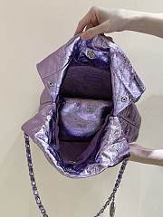 Fortok Chanel Mini 22 handbag Metallic Purple 32*35*7cm - 6