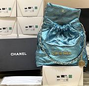 Fortok Chanel Mini 22 handbag Metallic Blue Cyan 32*35*7cm - 1