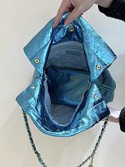 Fortok Chanel Mini 22 handbag Metallic Blue Cyan 32*35*7cm - 6