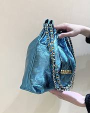 Fortok Chanel Mini 22 handbag Metallic Blue Cyan 32*35*7cm - 5