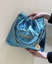 Fortok Chanel Mini 22 handbag Metallic Blue Cyan 32*35*7cm - 2
