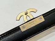 Fortok Chanel Patent Quilted Graphic Catch Flap Bag Black 20*18*8cm - 2