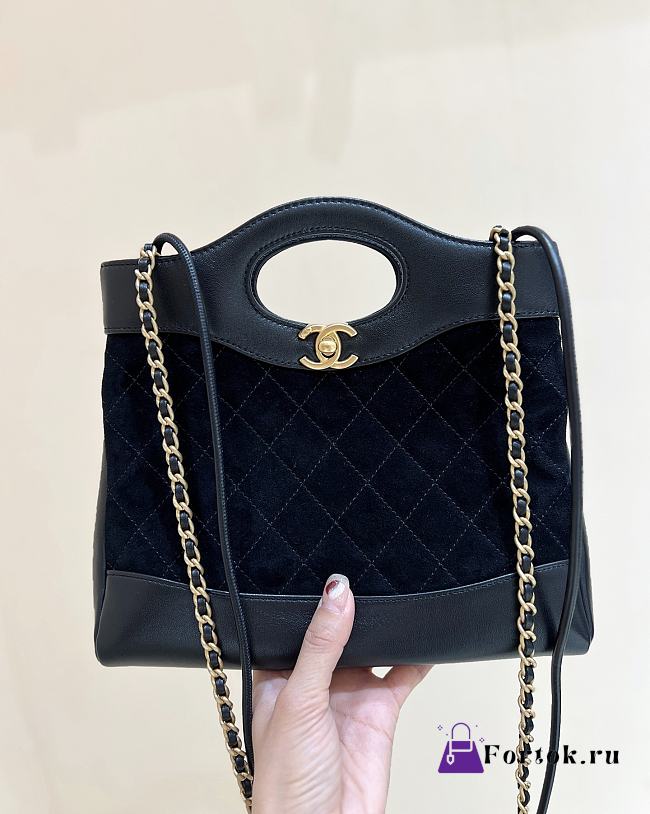 Fortok Chanel 31 Bag Black Mini Suede 22*23*5.5cm  - 1
