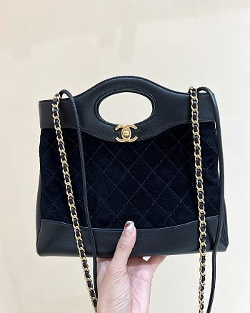 Fortok Chanel 31 Bag Black Mini Suede 22*23*5.5cm 