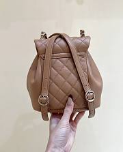 Fortok Chanel Quilted Duma Backpack Brown 18.5*18*12cm - 5