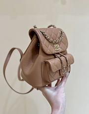 Fortok Chanel Quilted Duma Backpack Brown 18.5*18*12cm - 3