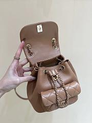 Fortok Chanel Quilted Duma Backpack Brown 18.5*18*12cm - 4