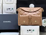 Fortok Chanel 24P Shiny Calfskin Quilted Supple Twins Hobo Bag Caramel 22*30*5cm - 1