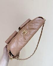 Fortok Chanel 24P Shiny Calfskin Quilted Supple Twins Hobo Bag Caramel 22*30*5cm - 6