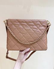 Fortok Chanel 24P Shiny Calfskin Quilted Supple Twins Hobo Bag Caramel 22*30*5cm - 5
