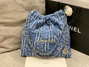 Fortok Chanel Denim Patchwork Logo 22 Bag 35*37*7cm