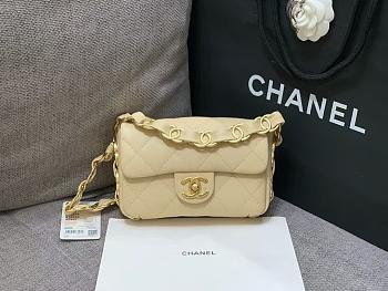 Fortok Chanel Small Flap Bag Beige 19.5cm