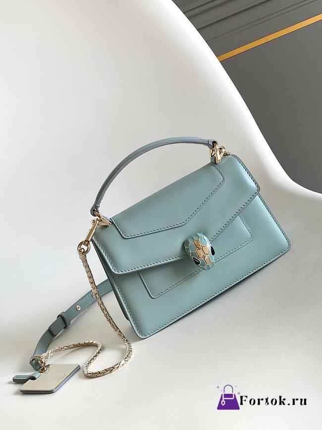 Fortok BVLGARI Serpenti Forever Mini Bag Baby Blue 19 X 11 X 5.5 Cm - 1