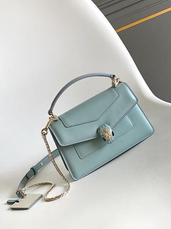 Fortok BVLGARI Serpenti Forever Mini Bag Baby Blue 19 X 11 X 5.5 Cm