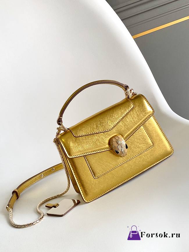 Fortok BVLGARI Serpenti Forever Mini Bag Metallic Gold 19 X 11 X 5.5 Cm - 1