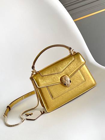 Fortok BVLGARI Serpenti Forever Mini Bag Metallic Gold 19 X 11 X 5.5 Cm