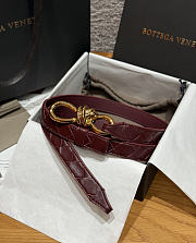 Fortok Bottega Veneta Intrecciato Leather Belt Burgundy Knot Buckle 2cm - 1