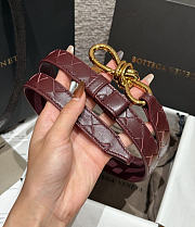 Fortok Bottega Veneta Intrecciato Leather Belt Burgundy Knot Buckle 2cm - 5