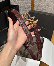 Fortok Bottega Veneta Intrecciato Leather Belt Burgundy Knot Buckle 2cm - 4