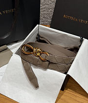 Fortok Bottega Veneta Intrecciato Leather Belt Light Brown Knot Buckle 2cm - 1