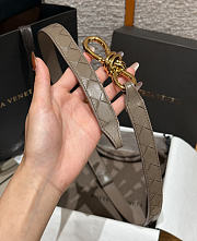 Fortok Bottega Veneta Intrecciato Leather Belt Light Brown Knot Buckle 2cm - 6