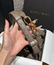 Fortok Bottega Veneta Intrecciato Leather Belt Light Brown Knot Buckle 2cm - 4