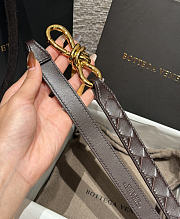 Fortok Bottega Veneta Intrecciato Leather Belt Chocolate Brown Knot Buckle 2cm - 5