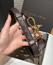 Fortok Bottega Veneta Intrecciato Leather Belt Chocolate Brown Knot Buckle 2cm - 2
