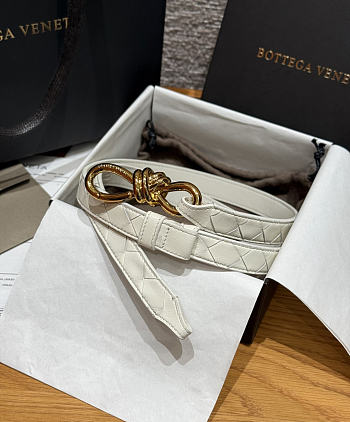 Fortok Bottega Veneta Intrecciato Leather Belt White Knot Buckle 2cm