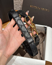 Fortok Bottega Veneta Intrecciato Leather Belt Black Knot Buckle 2cm - 6