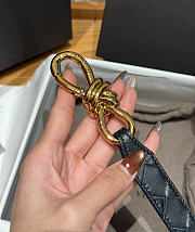 Fortok Bottega Veneta Intrecciato Leather Belt Black Knot Buckle 2cm - 5