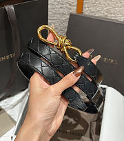 Fortok Bottega Veneta Intrecciato Leather Belt Black Knot Buckle 2cm - 4