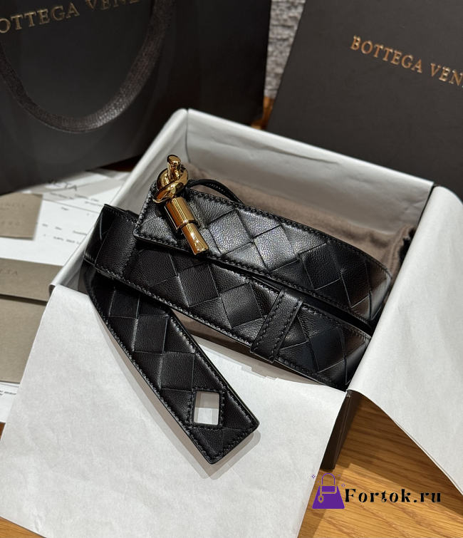 Fortok Bottega Veneta Andiamo Belt Black 3cm - 1