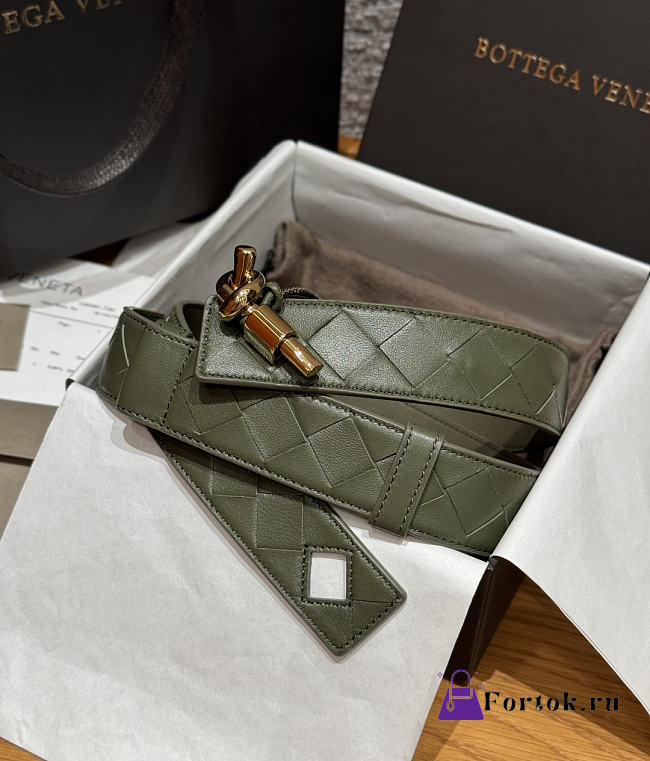 Fortok Bottega Veneta Andiamo Belt Pickle Green 3cm - 1