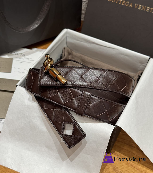 Fortok Bottega Veneta Andiamo Belt Chocolate Brown 3cm - 1