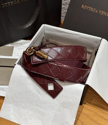 Fortok Bottega Veneta Andiamo Belt Burgundy 3cm