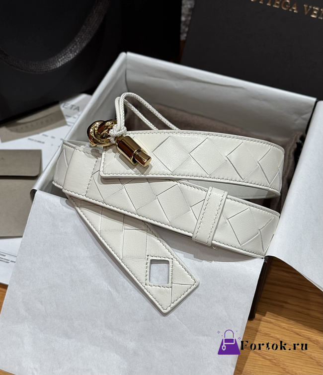 Fortok Bottega Veneta Andiamo Belt White 3cm - 1