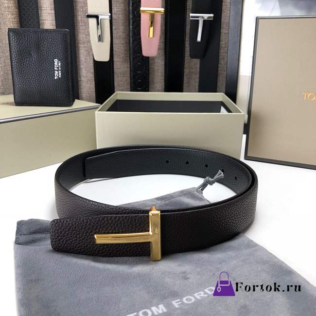 Fortok Tom Ford Reversible T-buckle Belt Brown - Black 3.5mm  - 1