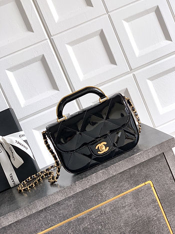 Fortok Chanel Coco Handle Flap Bag Fall-Winter 2025/26 Collection Mirror Black 18-4.5-13cm
