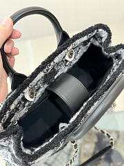 Fortok Chanel Tweed Tote Bag Black 24x33.5x11cm - 5