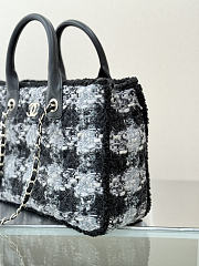 Fortok Chanel Tweed Tote Bag Black 24x33.5x11cm - 2