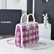 Fortok Chanel Tweed Small Tote Bag Purple 24*33.5*11cm - 2