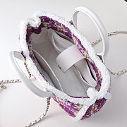 Fortok Chanel Tweed Small Tote Bag Purple 24*33.5*11cm - 3