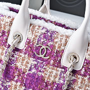 Fortok Chanel Tweed Small Tote Bag Purple 24*33.5*11cm - 5