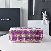 Fortok Chanel Tweed Medium Tote Bag Purple 27.5x39.5x16cm - 4