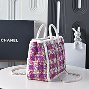 Fortok Chanel Tweed Medium Tote Bag Purple 27.5x39.5x16cm - 5