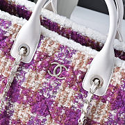 Fortok Chanel Tweed Medium Tote Bag Purple 27.5x39.5x16cm - 2