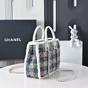 Fortok Chanel Tweed Small Tote Bag Green 24x33.5x11cm - 5