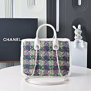 Fortok Chanel Tweed Small Tote Bag Green 24x33.5x11cm - 4